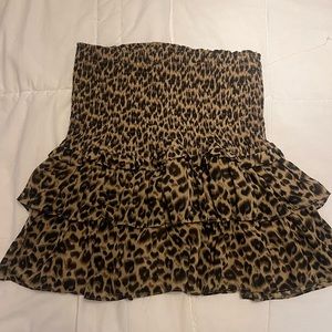 Smocked Cheetah Mini Skirt- Size Large